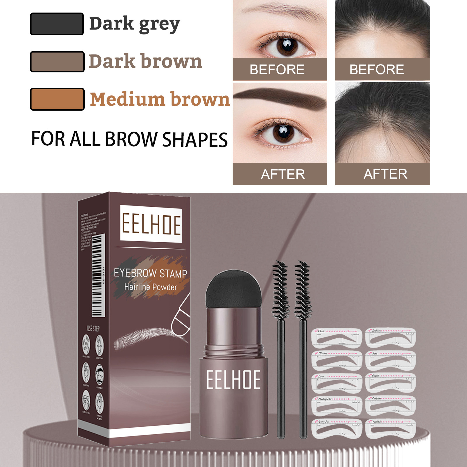 Eyebrow Print Powder 2g Medium Brown Set 1Box photo 3