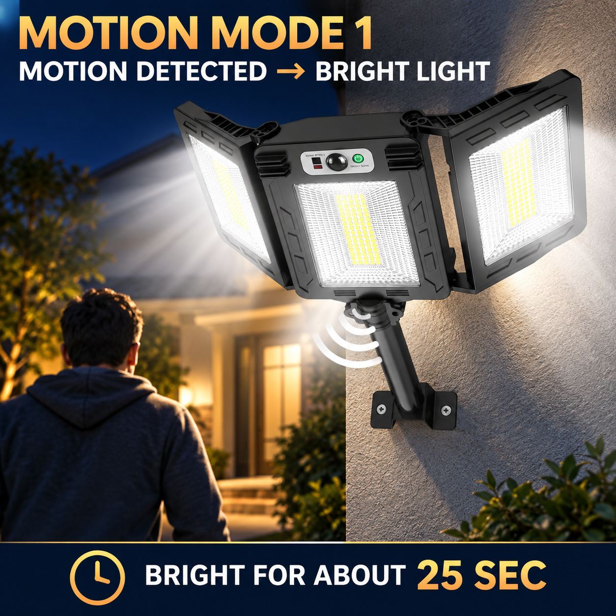 Solar Powered Rechargeable Motion Sensor LED Work Light 3000mAh For Auto W785 1 5 5W photo 3