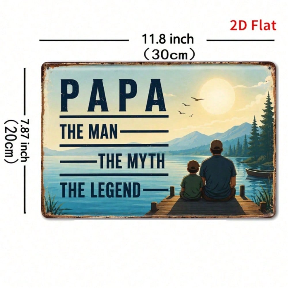 Papa The Man The Myth The Legend Sign, Lake View Bronze 2D Father's Day Gift photo 5