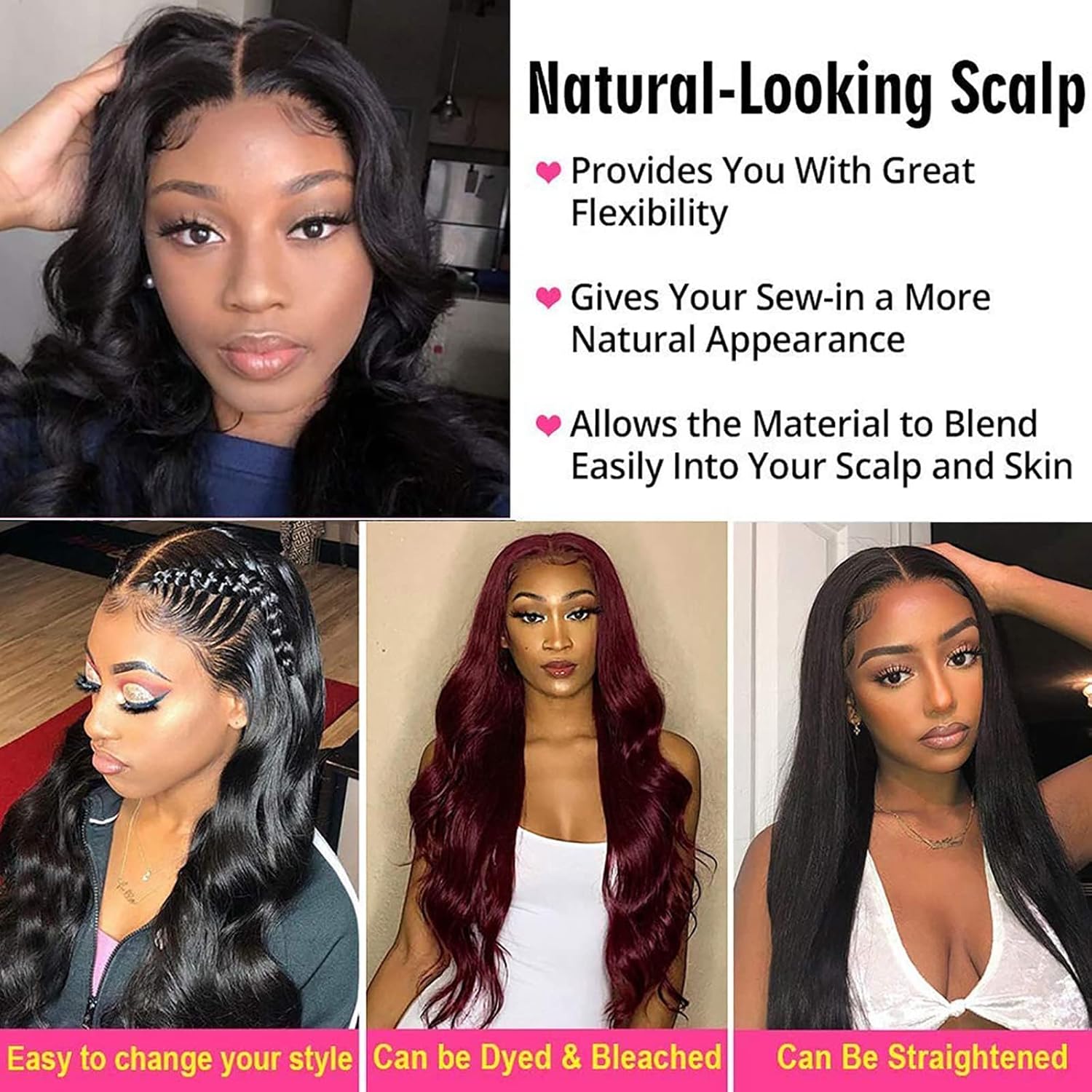 4x4 Lace Human Hair Wig Body Wave Natural Color Density photo 3