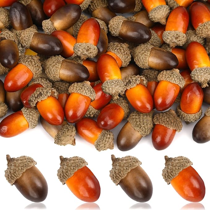 80-Piece Artificial Acorns Bulk Set For Thanksgiving, Fall Decor, DIY Crafts And Seasonal Decorations photo 3