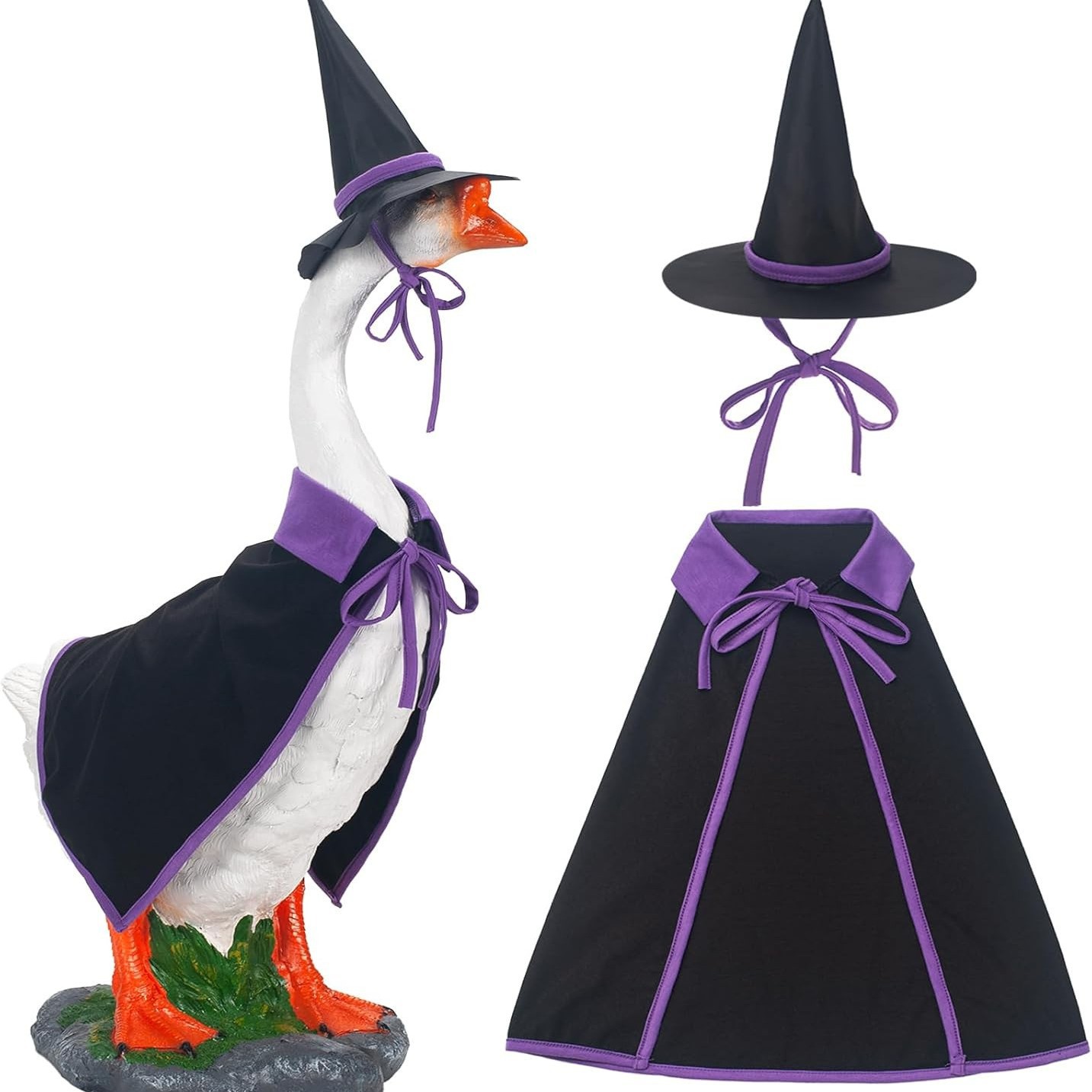 Halloween Fall Porch Goose Outfit, 23in Lawn Goose Cloth Halloween Ghost Pumpkin Costume For Lawn Goose, Patio Yard Art Geese Decor, Thanksgiving Fall Themes Seasonal Accessory photo 2