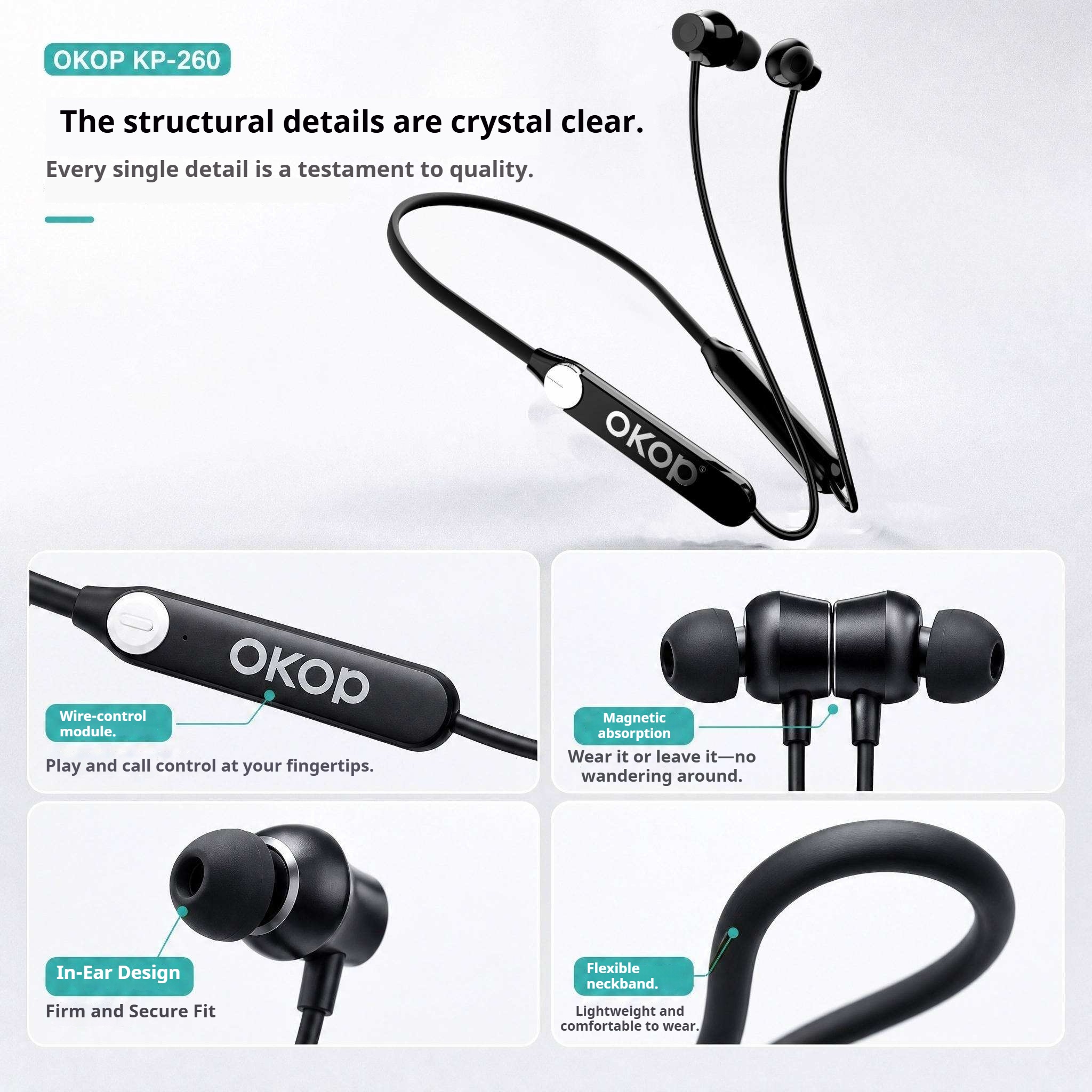 KP-260 Best-selling Wireless Bluetooth Sports Neckband Headphones Low Latency For Music Gaming Factory Stock Available photo 8