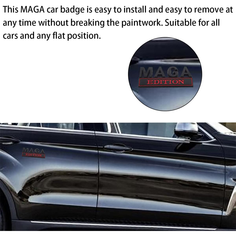 4pcs MAGA Edition Car  Metal Badge Sticker Truck Replacement, Suitable For General Motors SUV,Motorcycle, Bicycle Chrome Alloy photo 2