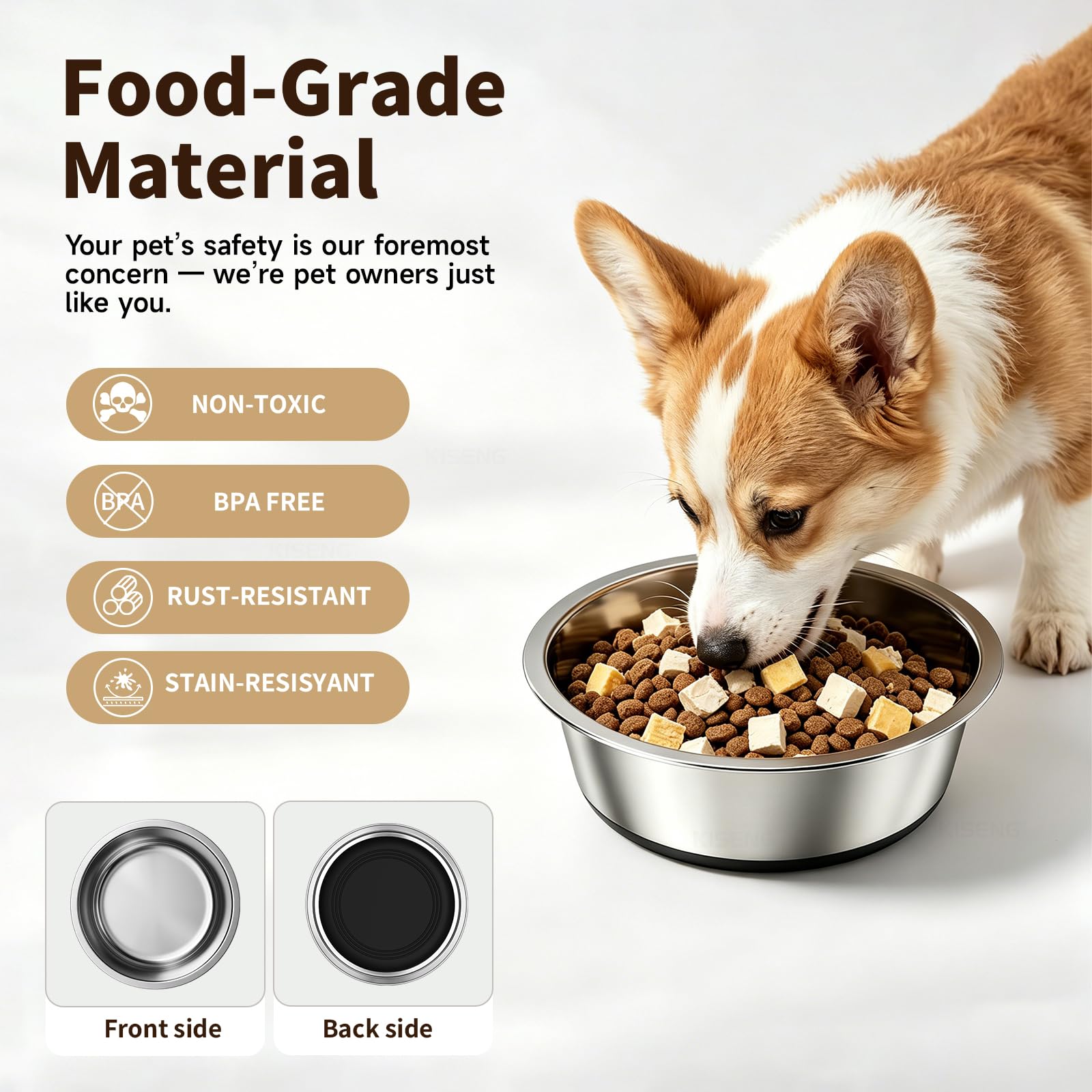 Stainless Steel Dog Bowls, 3.8 Cup, 2 Pack, Non-Slip & Durable Stable Non-Slip Base Dishwasher Safe Effortless Cleaning Space-Saving Stackable Design Dog Food And Water Bowl Set photo 6