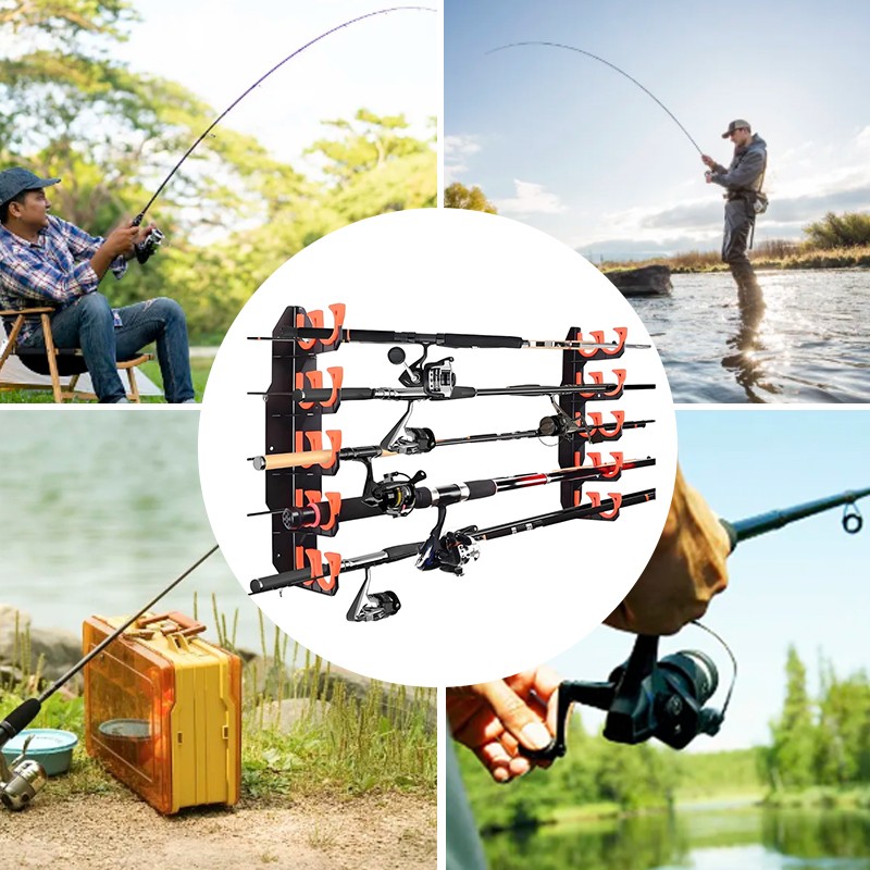 1Pair Fishing Pole Rod Holder 10 Reel Ceiling Or Wall Mount Garage For Storage photo 4