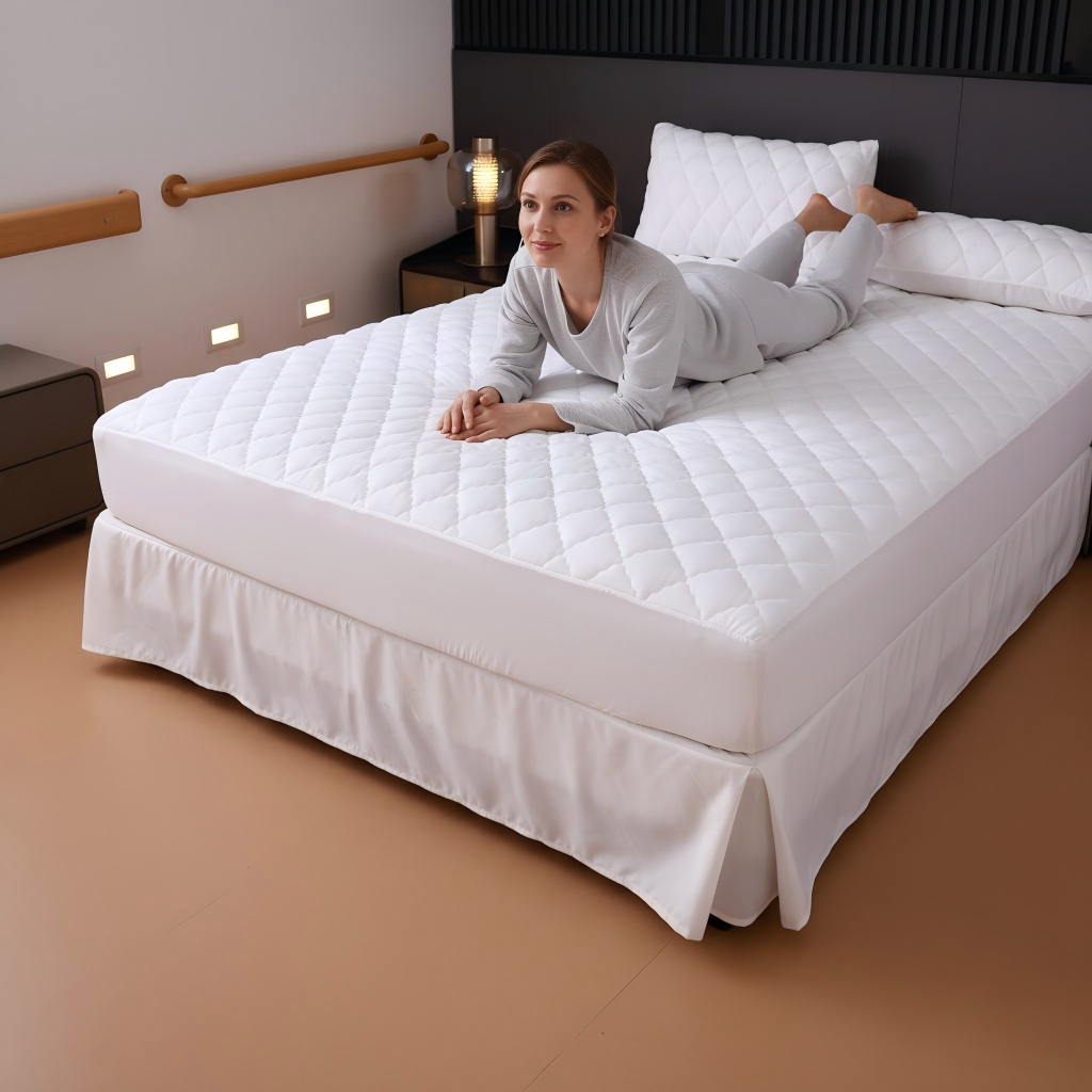 1PC Diamond Quilted Fitted Sheet Thick Mattress Cover Stretchy Bed Sheet For All Season Use photo 2