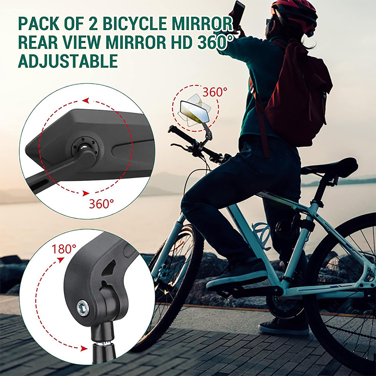 2PCS Cycling Bike Handlebar Mirror 22-25mm For Mountain Road Bike E-Bike Scooter photo 8