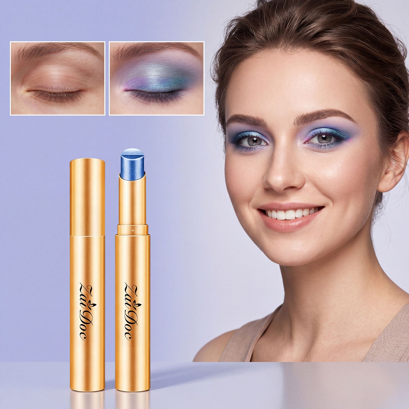Makeup Eyeshadow Stick  Ice Crystal Grape Blue  3.5g 1box photo 8