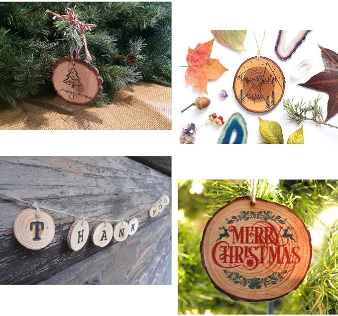 30-Piece Natural Wood Slices 2.4-2.8 Inch Predrilled Wooden Circles For DIY Crafts And Ornaments photo 5