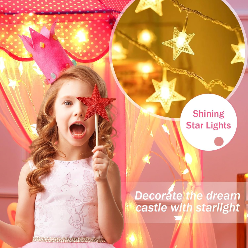 Princess Tent Girls Large Playhouse Kids Castle Play Tent With Star Lights Toy For Children Indoor And Outdoor Games, 55 X 53 In photo 3