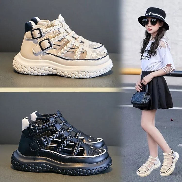 2026 Summer New Girls Roman Sandals, Kids Closed-Toe Sports Sandals, Hollow Out Breathable Beach Shoes For Middle & Big Kids photo 1