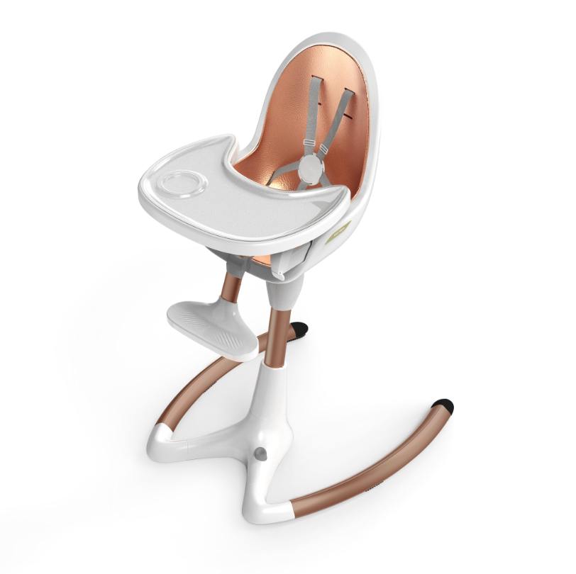 Luxury Baby Dining Chair With Adjustable Seat Height & Removable Tray, High-end Baby High Chair, White Gold photo 1