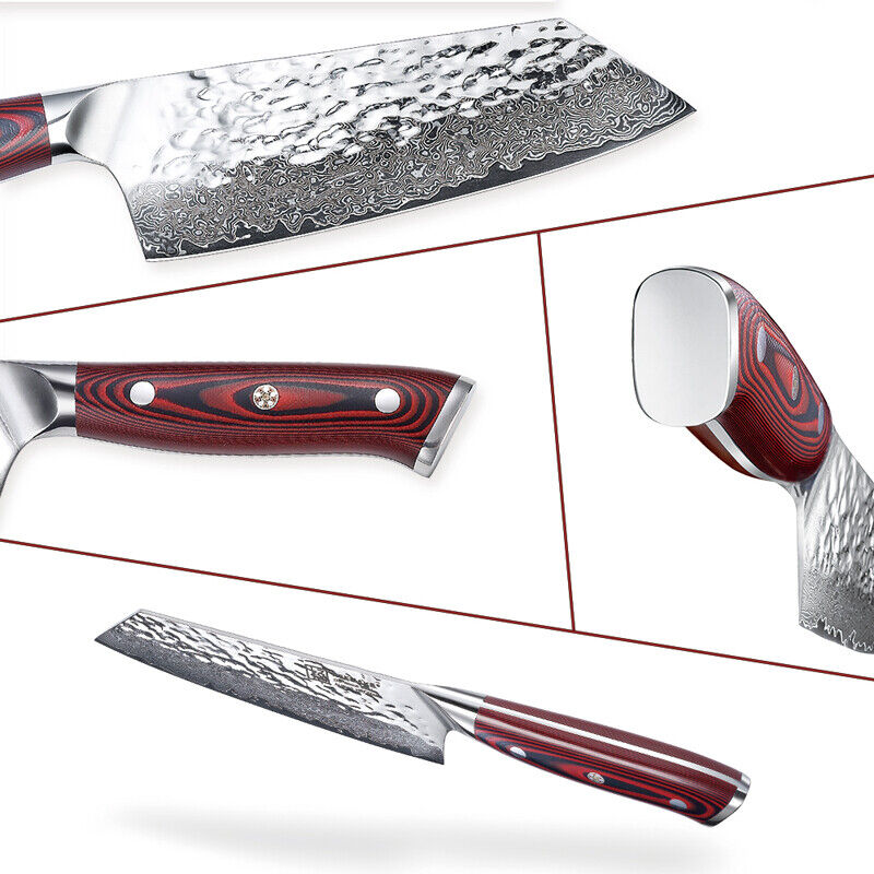 Keemake Nakiri Knife 7 Inch Damascus Steel Kitchen Chinese Meat Cleaver Knife photo 2
