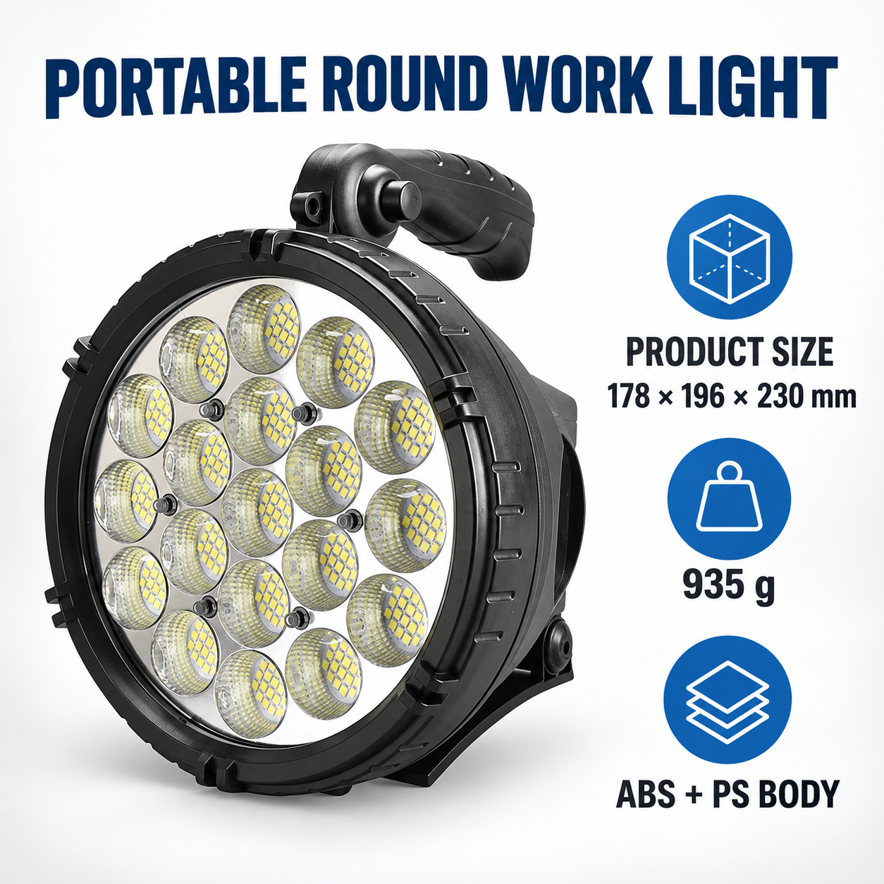 Rechargeable Battery Display LED Work Light 9000mAh For Auto W868A 2200LM Flood 6x 18650 Red photo 5