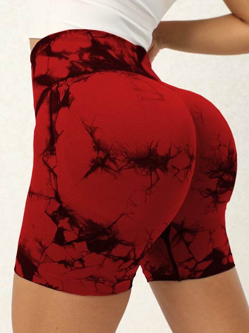 Women Tie Dye Seamless Biker Shorts High Waist Tummy Control Butt Lifting Workout Yoga Shorts For Gym Running photo 7