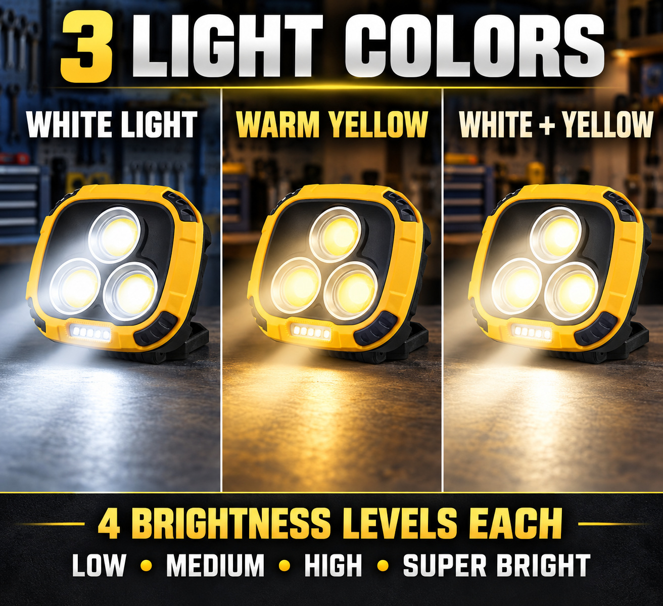 Rechargeable Magnetic Battery Display Type C LED Work Light Base Hanging W891 3 Adjustable Stand photo 5