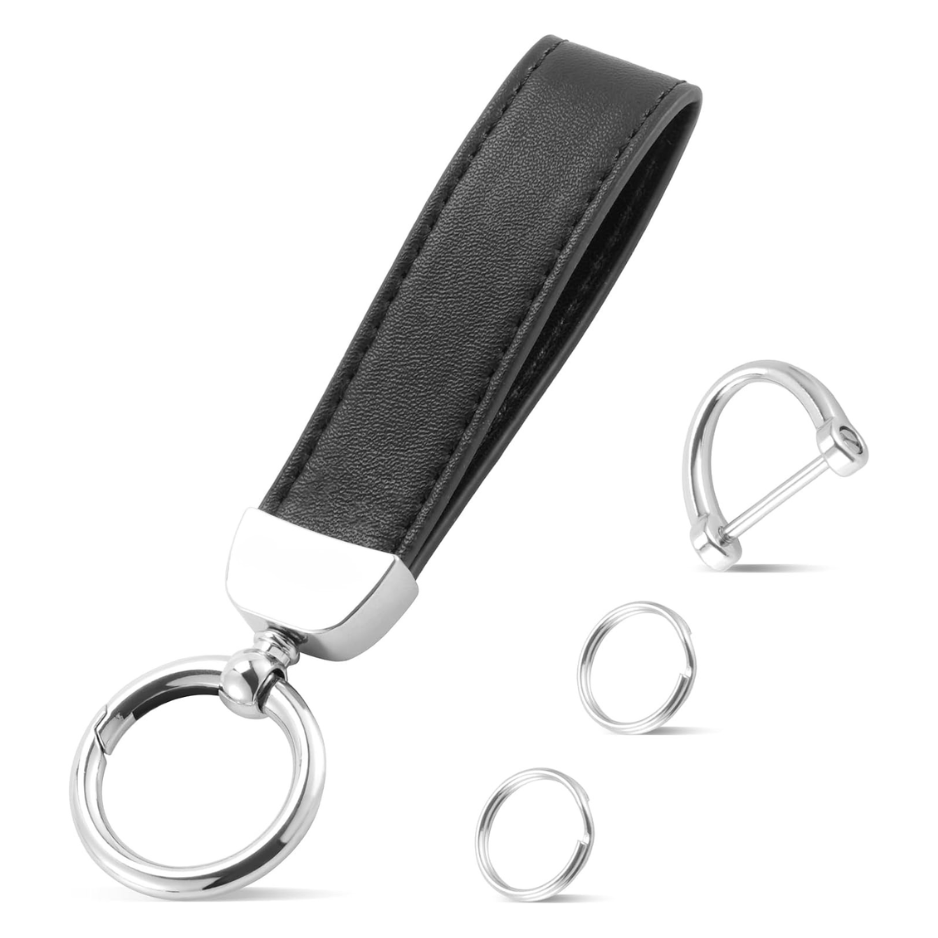 Leather Keychain, Carbon Fiber Car Key Chain With Anti-Lost D-Ring And 2 Key Ring, Keychain Wristlet, Car Accessories, Universal Keychain For Men And Women photo 8
