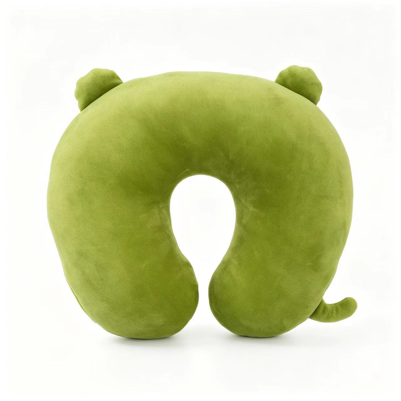 Cute Green Cartoon Animal Plush Travel Neck Pillow, PP Cotton Filled U Shaped Neck Support Cushion, Soft Fluffy Neck Rest For Airplane Car Office Nap photo 4