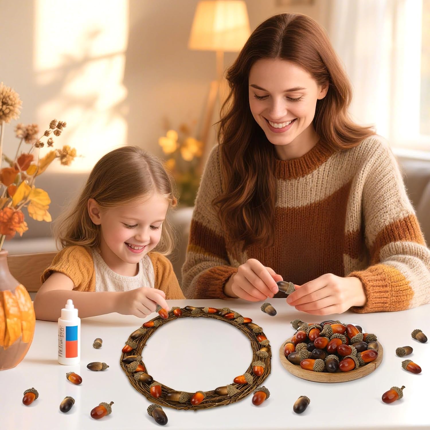 80-Piece Artificial Acorns Bulk Set For Thanksgiving, Fall Decor, DIY Crafts And Seasonal Decorations photo 4
