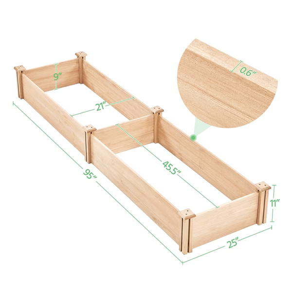 Divisible Planter Box For Home Vegetable Flower, 95inch L X 25inch W X 11inch H, Wood photo 2