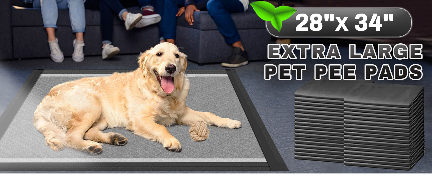 Charcoal Puppy Pads, XL 28x34, All Edge-Wrapped, Odor-Control Pad photo 4