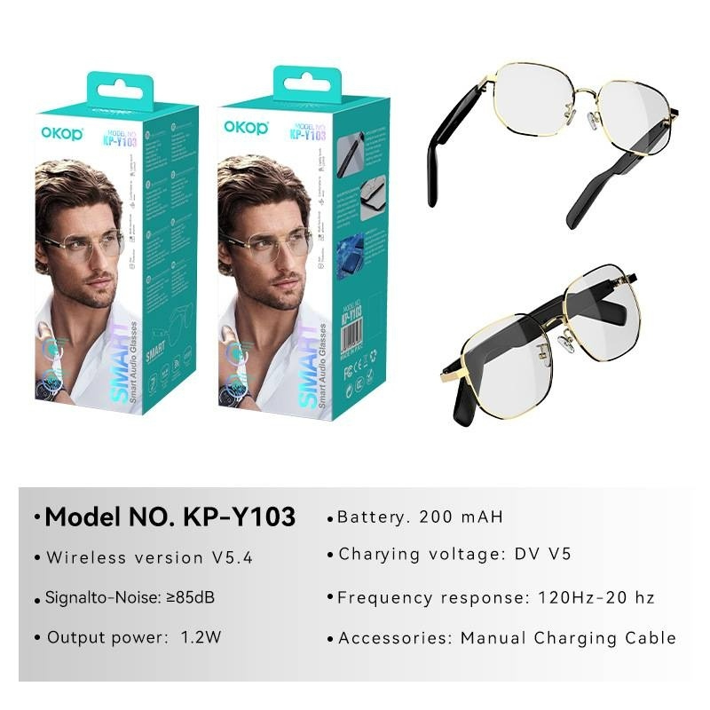 KP-Y103 Best-Selling Bluetooth Smart Audio Glasses Air Conduction Blue Light Blocking Voice Calls Touch Control Stereo Surround Sound In Stock photo 5
