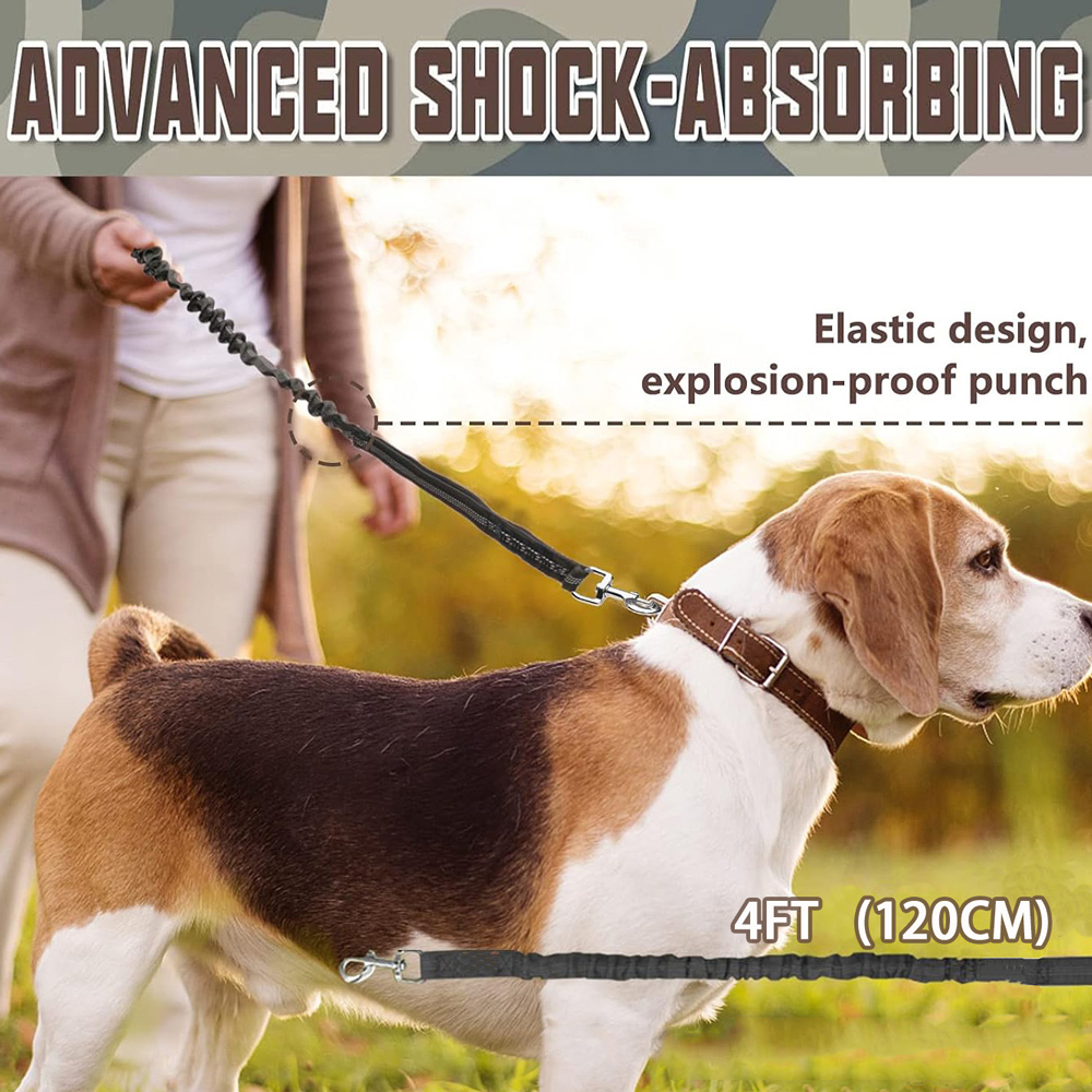 Dog Training Leash Traction Rope Nylon Bungee Heavy Duty Car Buckle Reflective photo 6