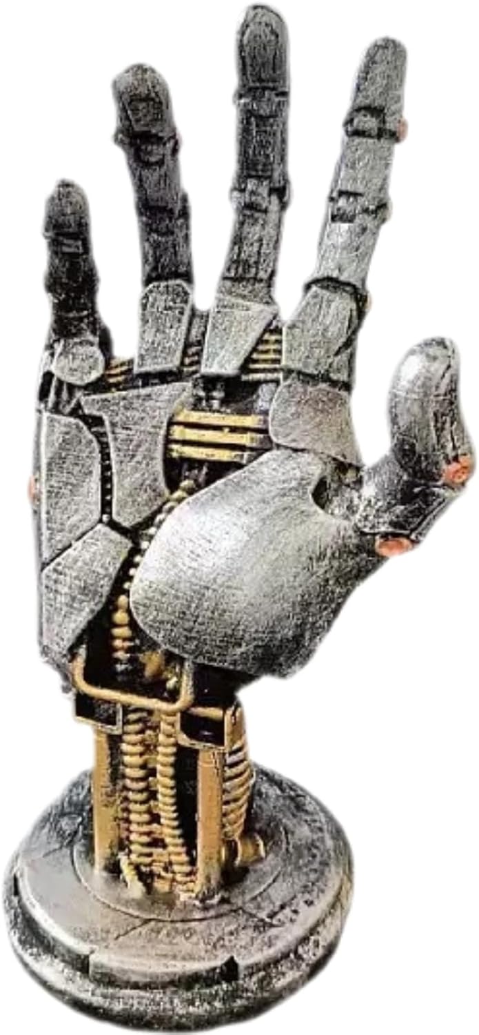 Creative Mechanical Hand Staue, Gaming Controller Holder Stand, Headphone Holder, Necklace Holder, Robot Hand Sculpture, Hand Crafts, Realistic Hand Decor, Modern Home Decor, Gaming Room Decor, Silver photo 1