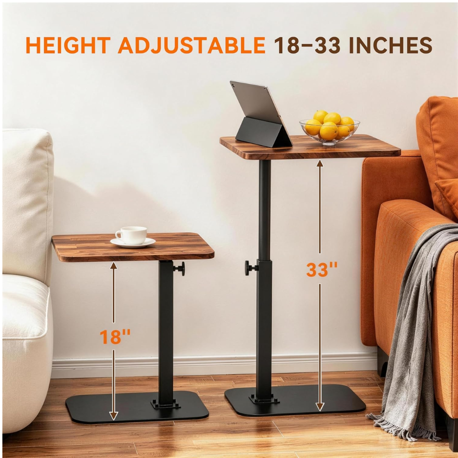 Adjustable TV Tray Table, 360 Swivel C-Shaped End Table That Slides Under Couch, Sofa, Bed, Recliner Chair, Small Side Table Desk For Laptop, Food Eating, Living Room, Bedroom, Small Spaces photo 2