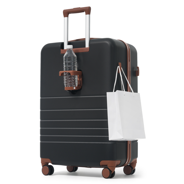 4-Piece Luggage Set With USB Charging Ports - 20in Carry-On Front-Opening For Laptop 28in Checked Suitcase With TSA Lock Travel Duffel Bag Wet-Dry Toiletry Bag, Black And Brown photo 3