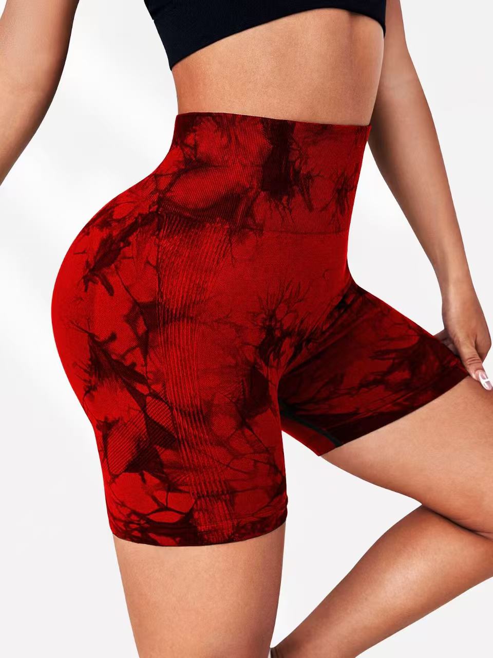 Women Tie Dye Seamless Biker Shorts High Waist Tummy Control Butt Lifting Workout Yoga Shorts For Gym Running photo 5