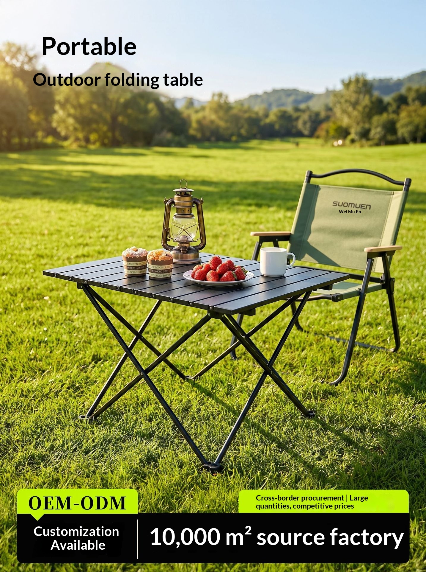 Ruida Outdoor Folding Table Carbon Steel Iron Picnic Table And Chair Portable Camping Egg Roll Table Outdoor Supplies Equipment Suit photo 3