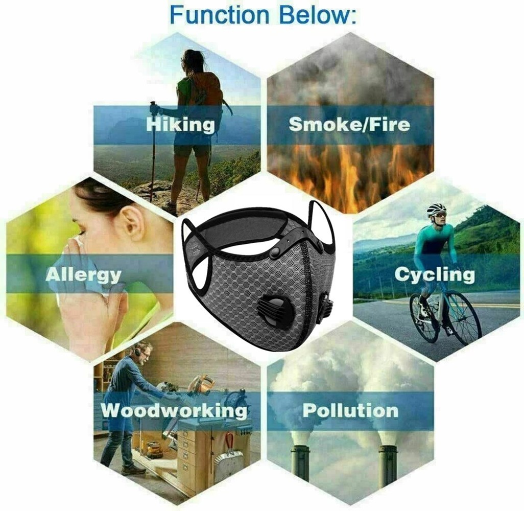 2x Pro Reusable Half Face Mask Respirator Filters Bike Sports Worksite Facepiece photo 4