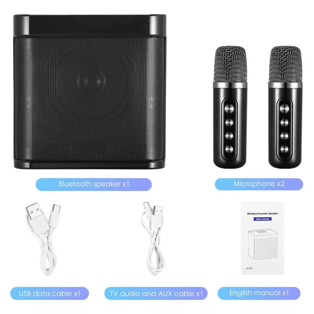 Karaoke Machine Portable Bluetooth Karaoke Speaker With 2 Wireless Microphones photo 3