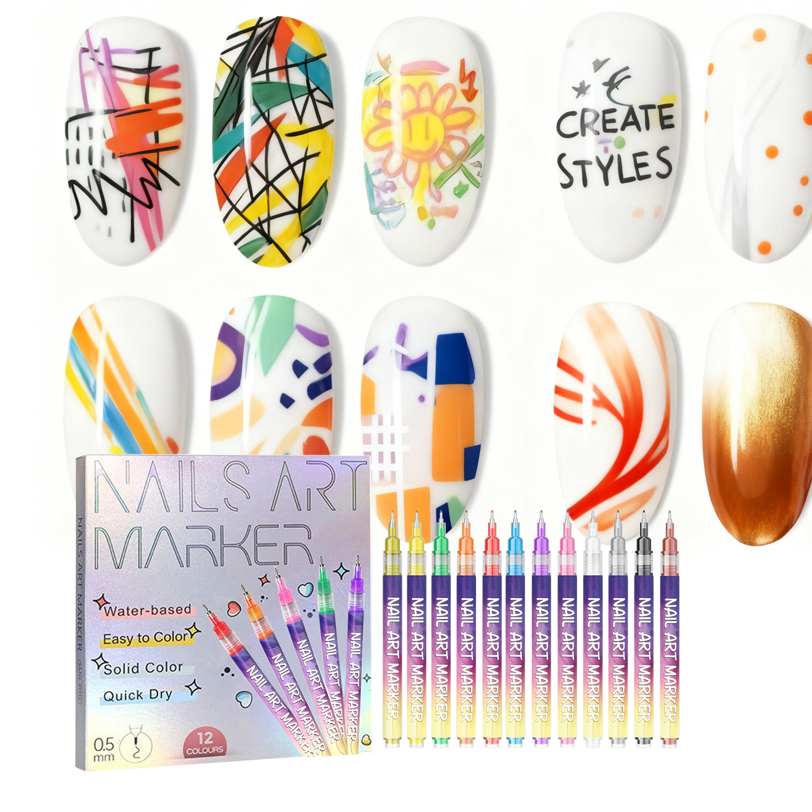 DIY Nail Painting Pen 12pc 1box photo 5