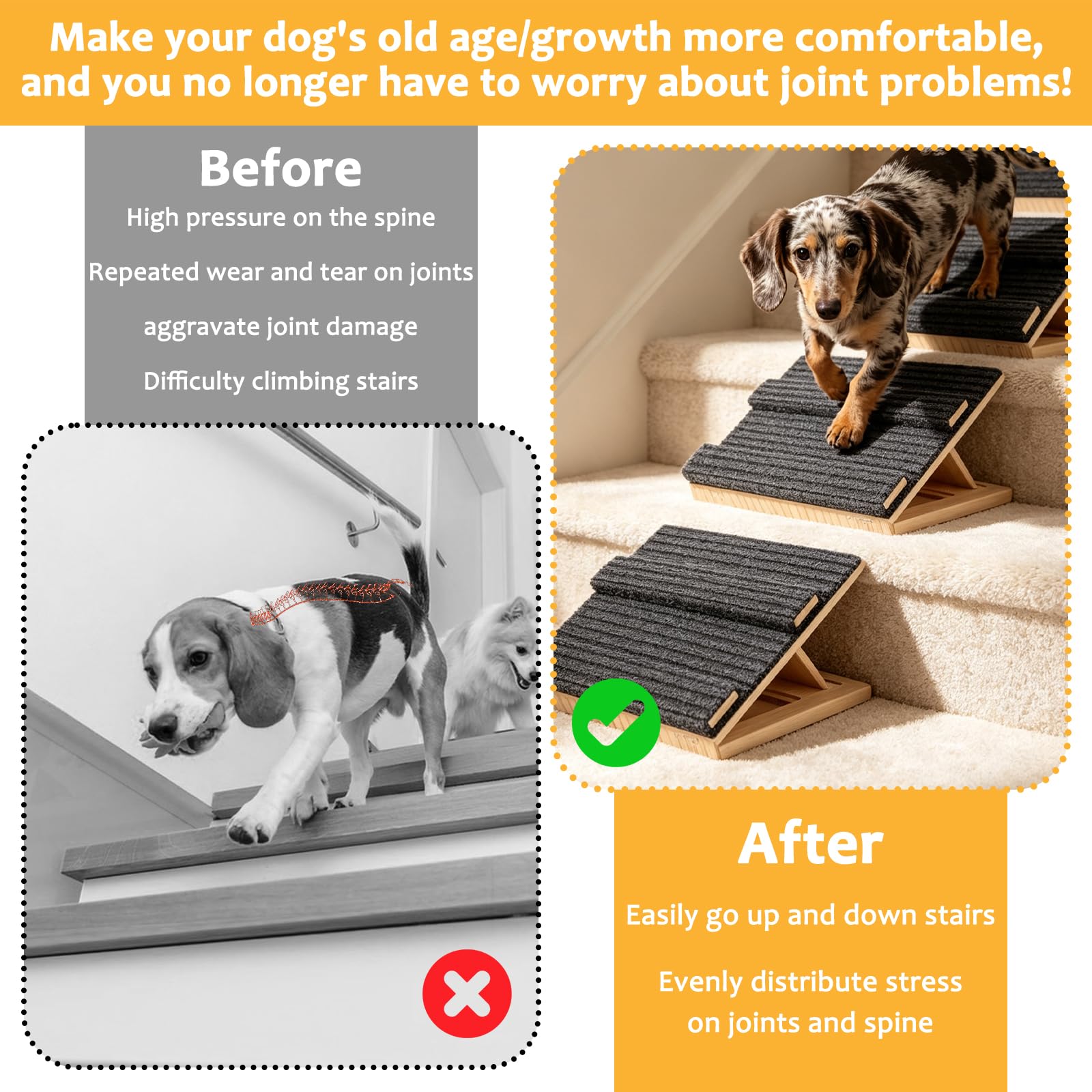 Adjustable Dog Ramp For Stairs With Traction Bars, Portable Pet Ramp For Small Dogs And Cats, Indoor Outdoor Mobility Support photo 6