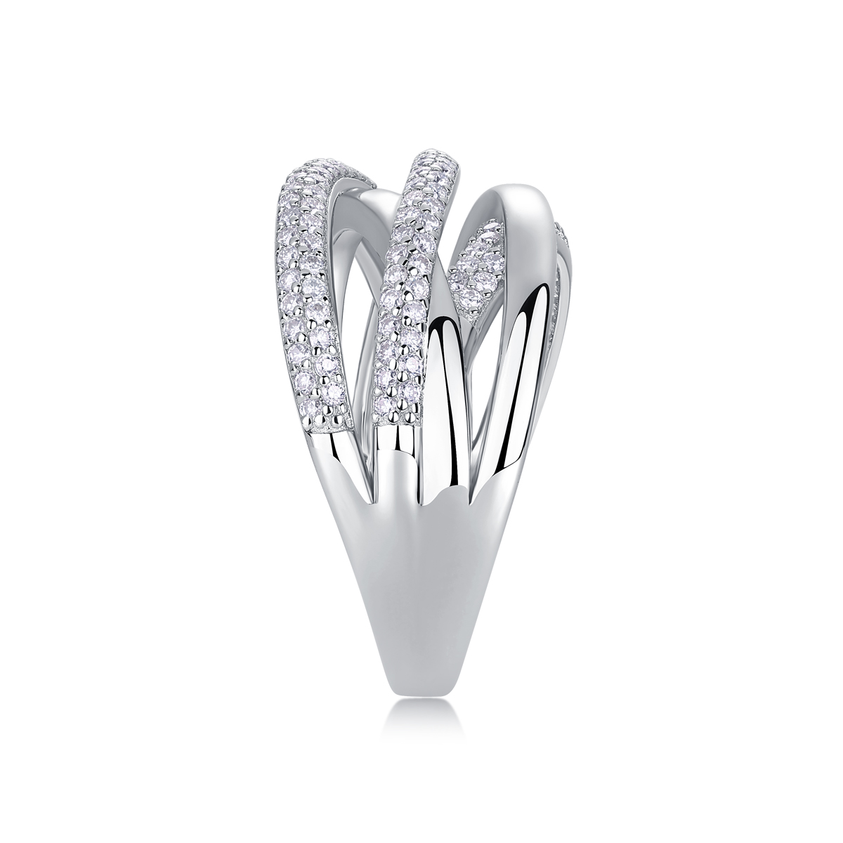 S925 Silver 5g Platinum Plated Moissanite Ring, 12.1mm Criss Cross Pave Band, D VVS1 GRA US 5-9 photo 3