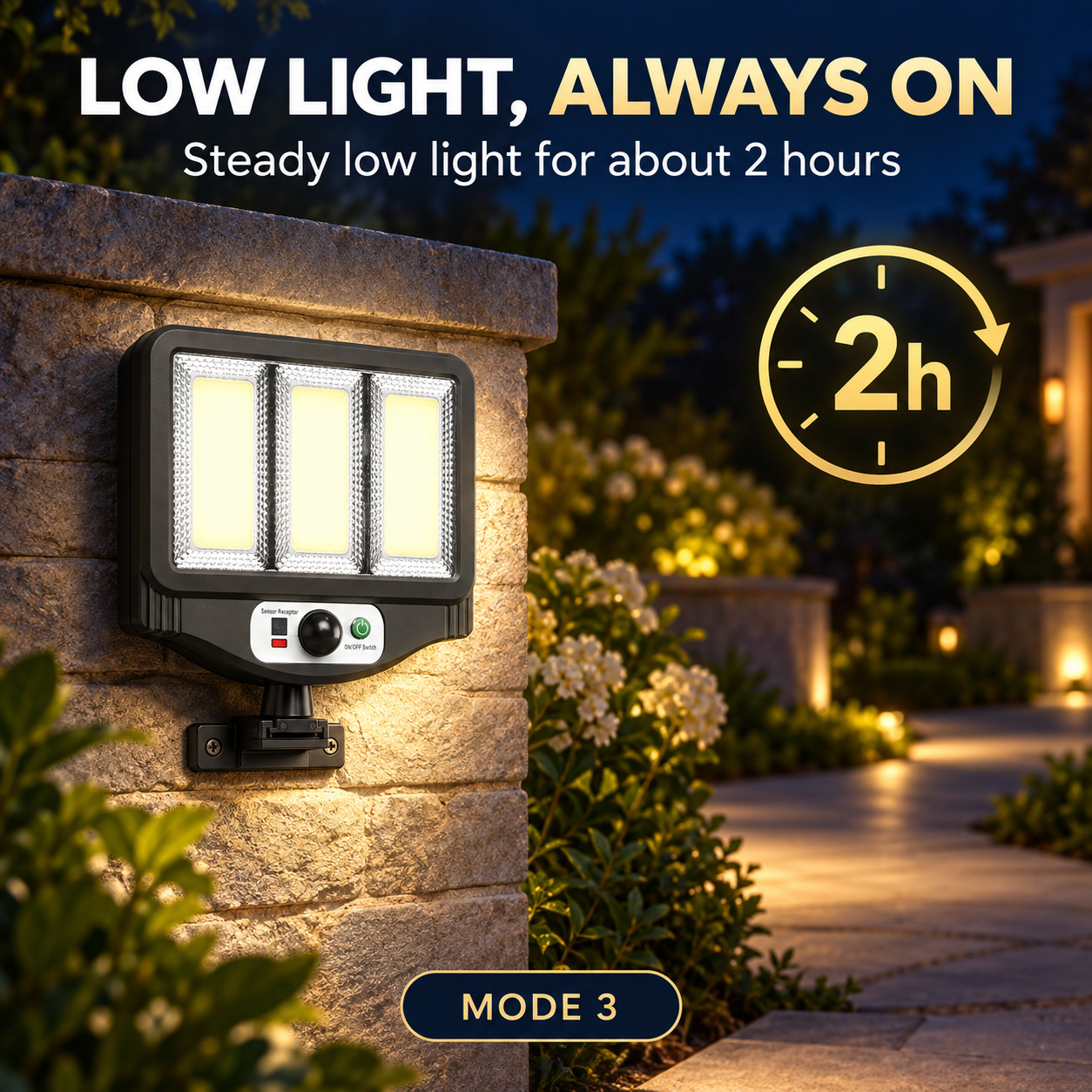 Solar Powered Rechargeable Motion Sensor COB LED Work Light 1500mAh For Auto W781 3 Battery photo 4