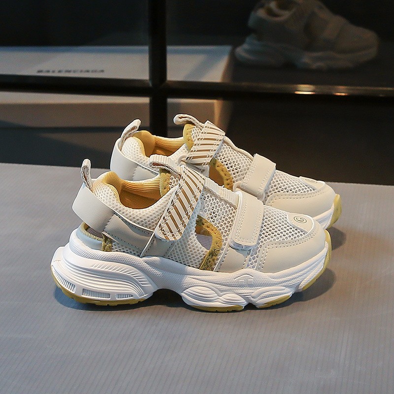 Kids Summer Sandals Sneakers, Breathable Single Mesh Hook & Loop Running Shoes, Ultra Light Non-slip Soft Sole Girls Dad Sneakers photo 4