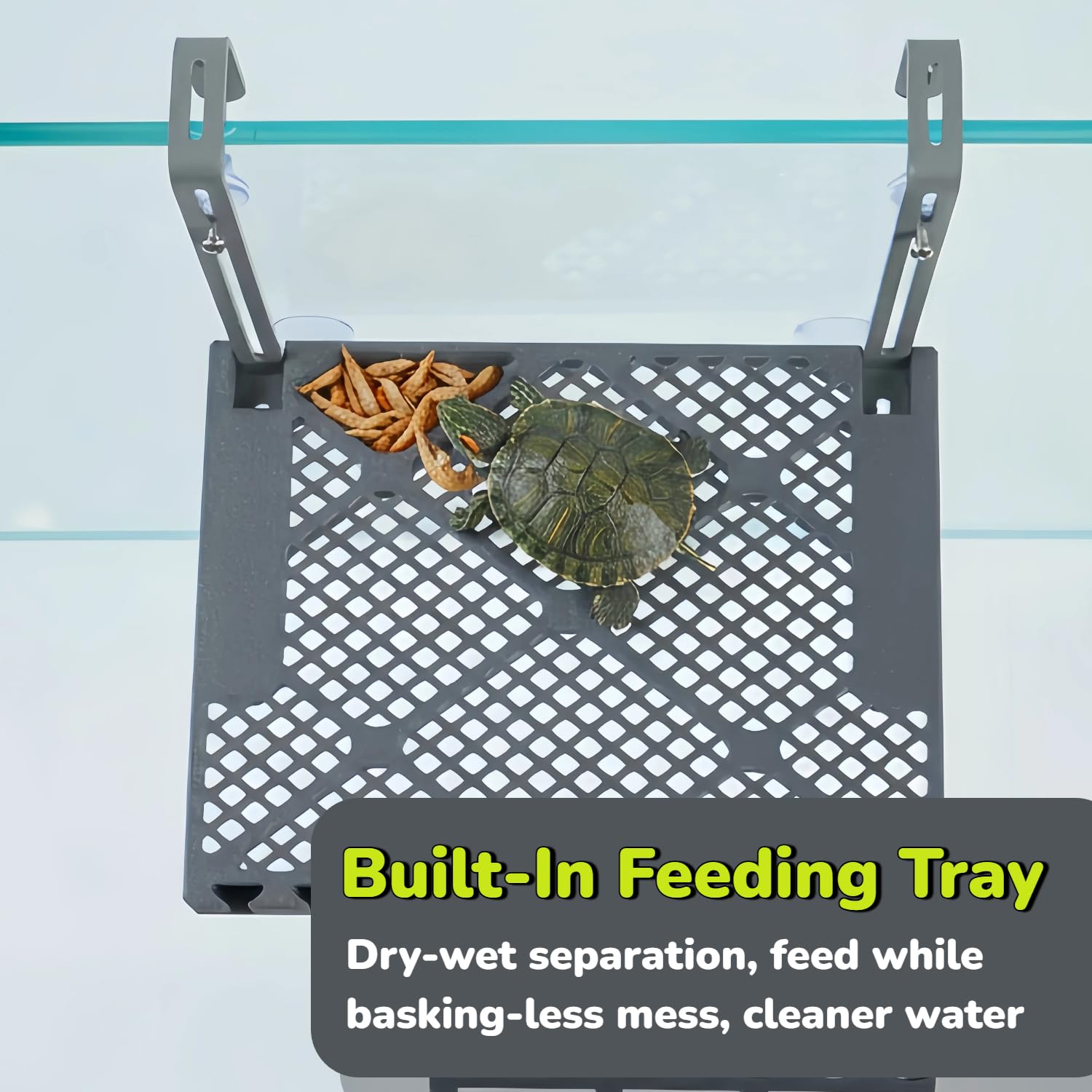 Hanging Turtle Basking Platform With Built-in Food Tray, Zero Zip-Tied, Non-Slip Ramp Terrace, Resting Turtles Dock, For 25-75 Gallon Aquariums Frog Turtle Turtle Tank Accessories photo 5