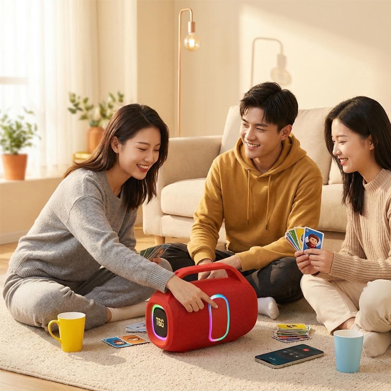 Portable Speakers With Dynamic Colourful LED Lights Bluetooth Speaker For Home Outdoor Travel TWS Pairing USB TF Playback FM Radio Hands Free Call Ideal For Parties Garden Beach photo 2