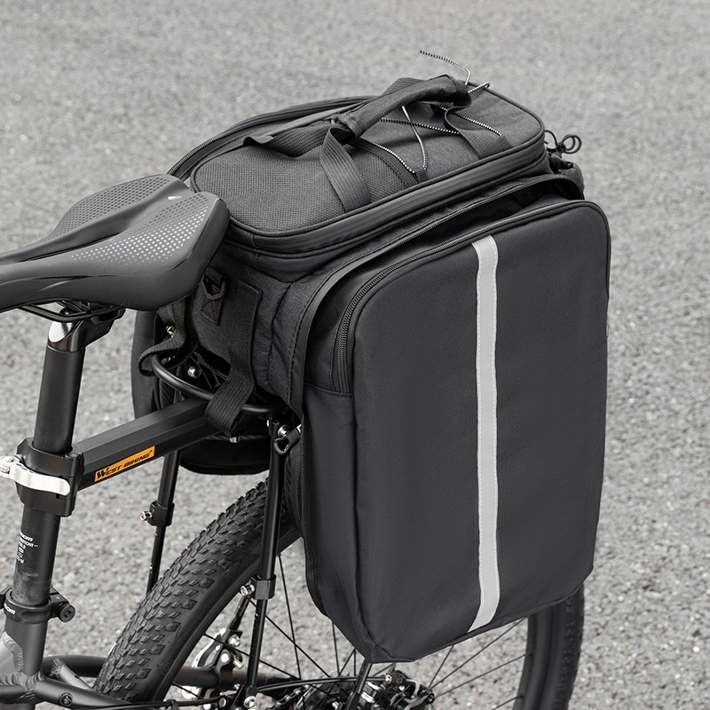 General Bicycle Rear Bag Hard Shell Expandable Bike Pannier Rack Pack Bag photo 8