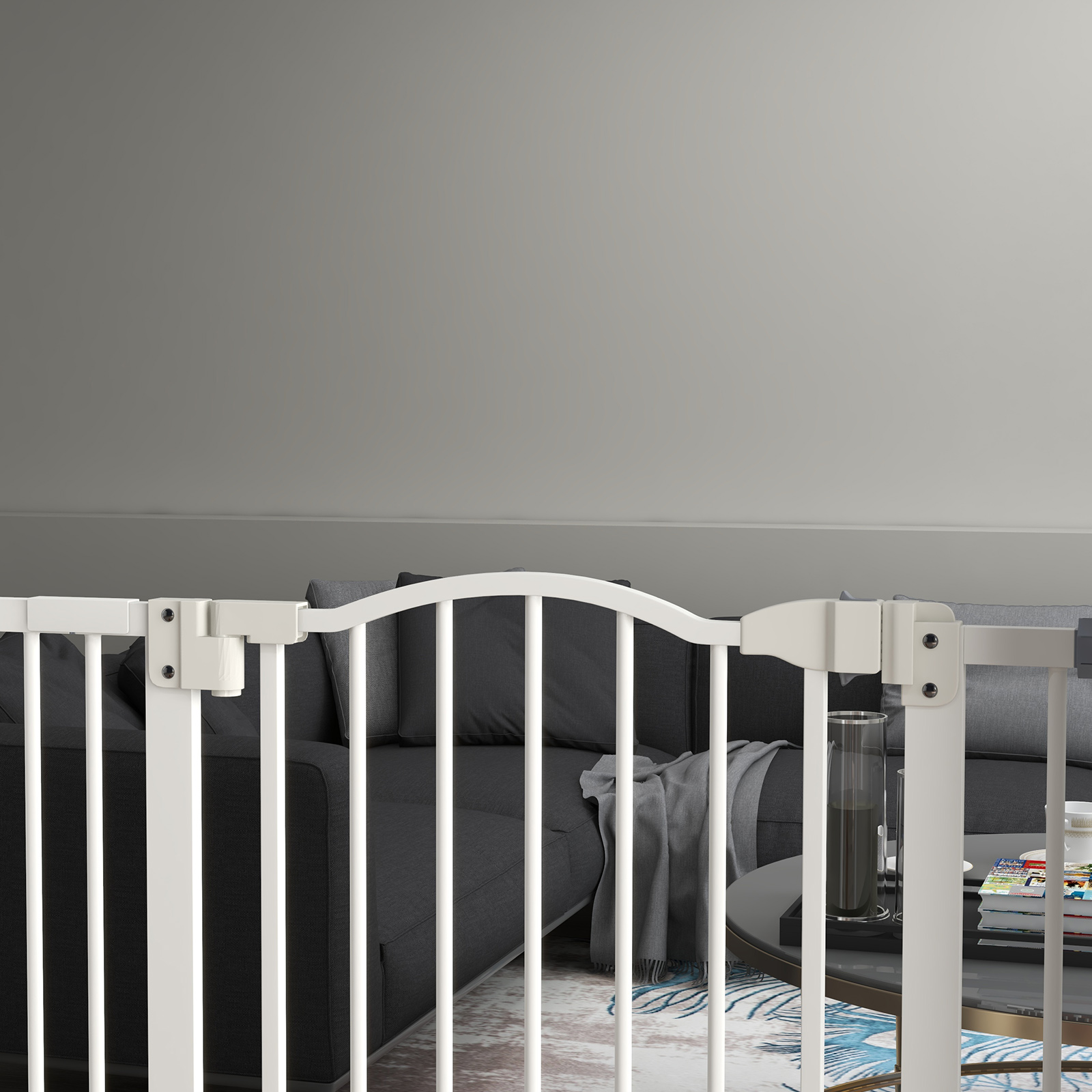 PawHut Pressure Fit Dog Stair Gate No Drilling Safety Gate Auto Close For Doorways, Hallways, 74-94cm Adjustable, 94cm Tall photo 6