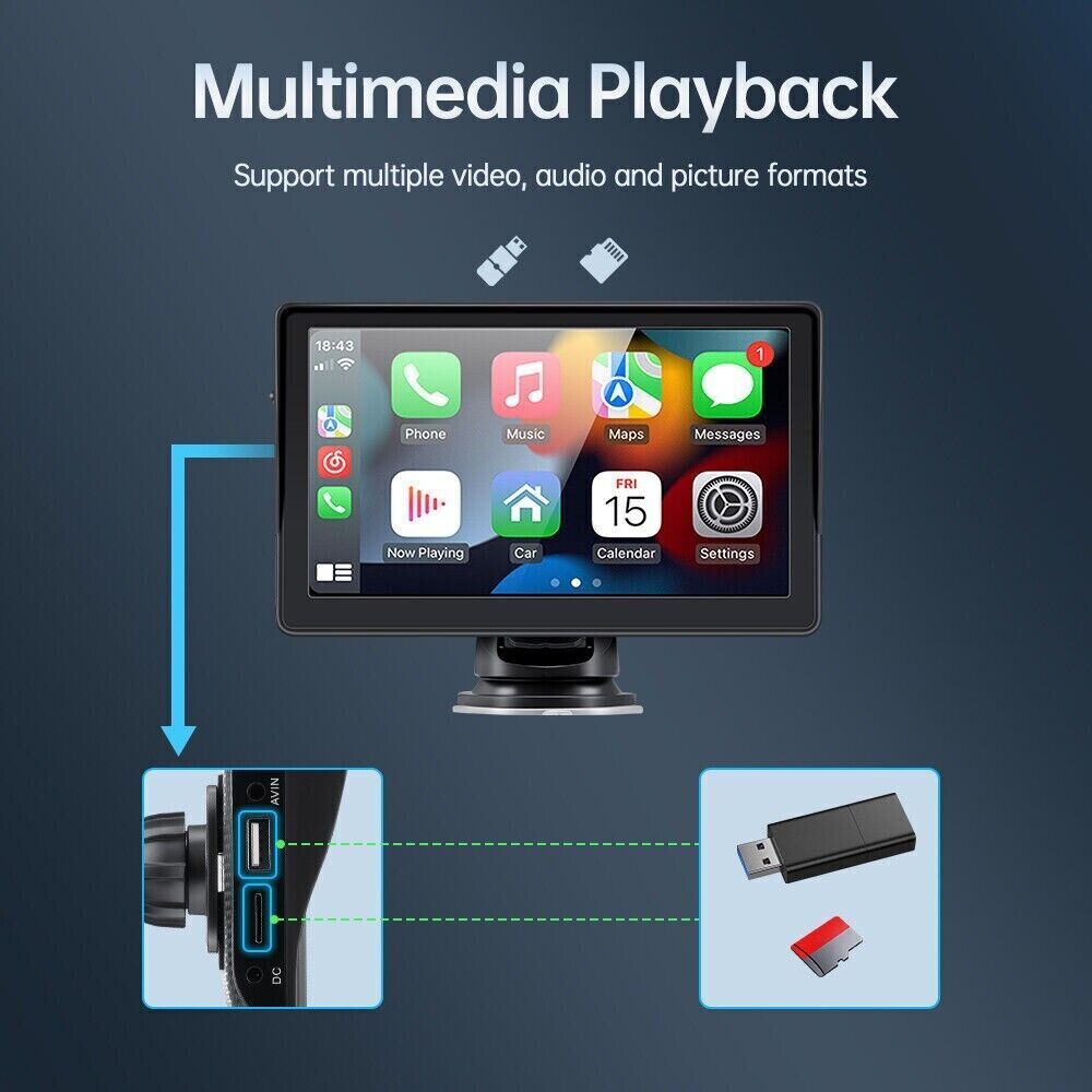 7in Portable Car Radio Player Bluetooth  Carplay Android Auto Reverse Camera photo 7