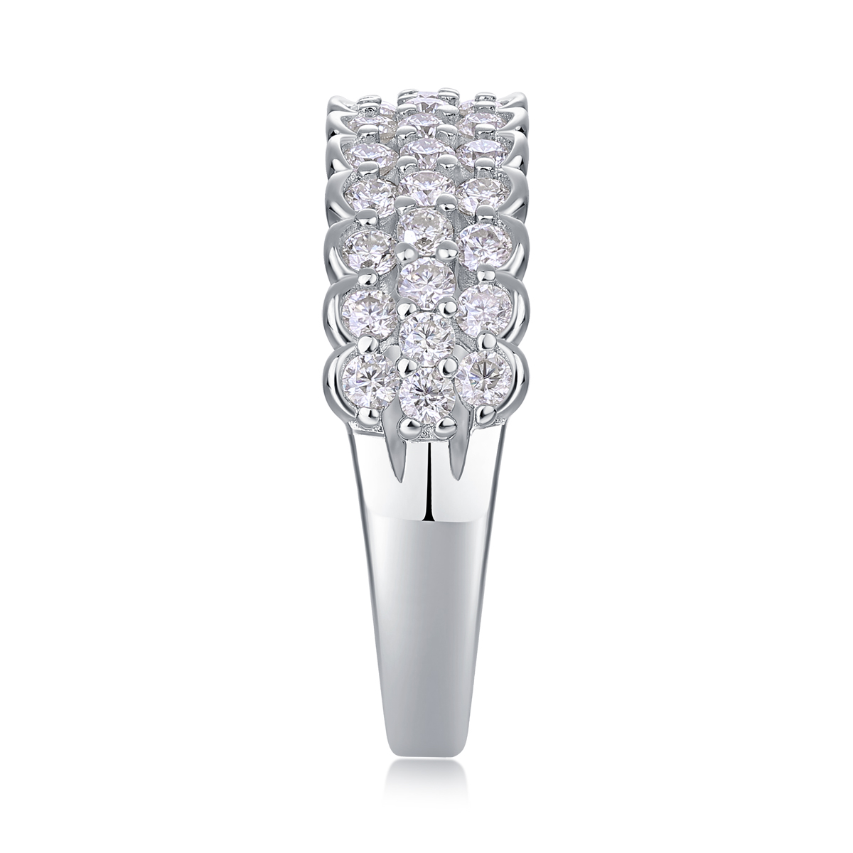 S925 Silver 3.6g Platinum Plated Moissanite Ring, 6.0mm 42pcs D VVS1 Triple Row Pave Band, GRA Certified US 5-9 photo 3