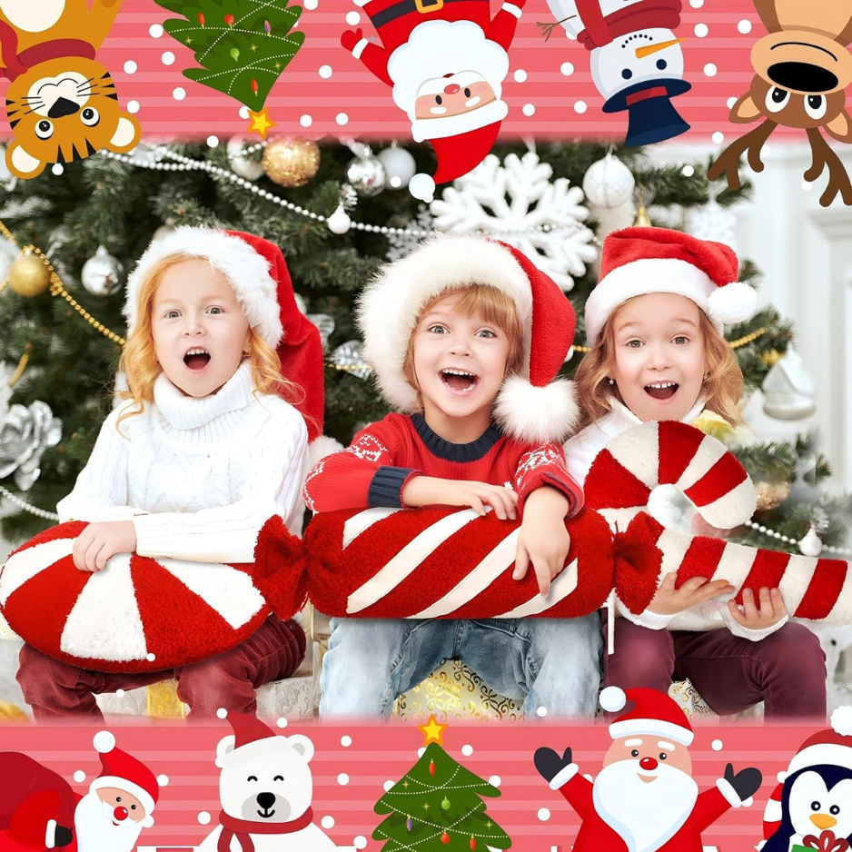 3Pcs Christmas Red Candy Shape Throw Pillows, Festive Holiday Decor photo 5