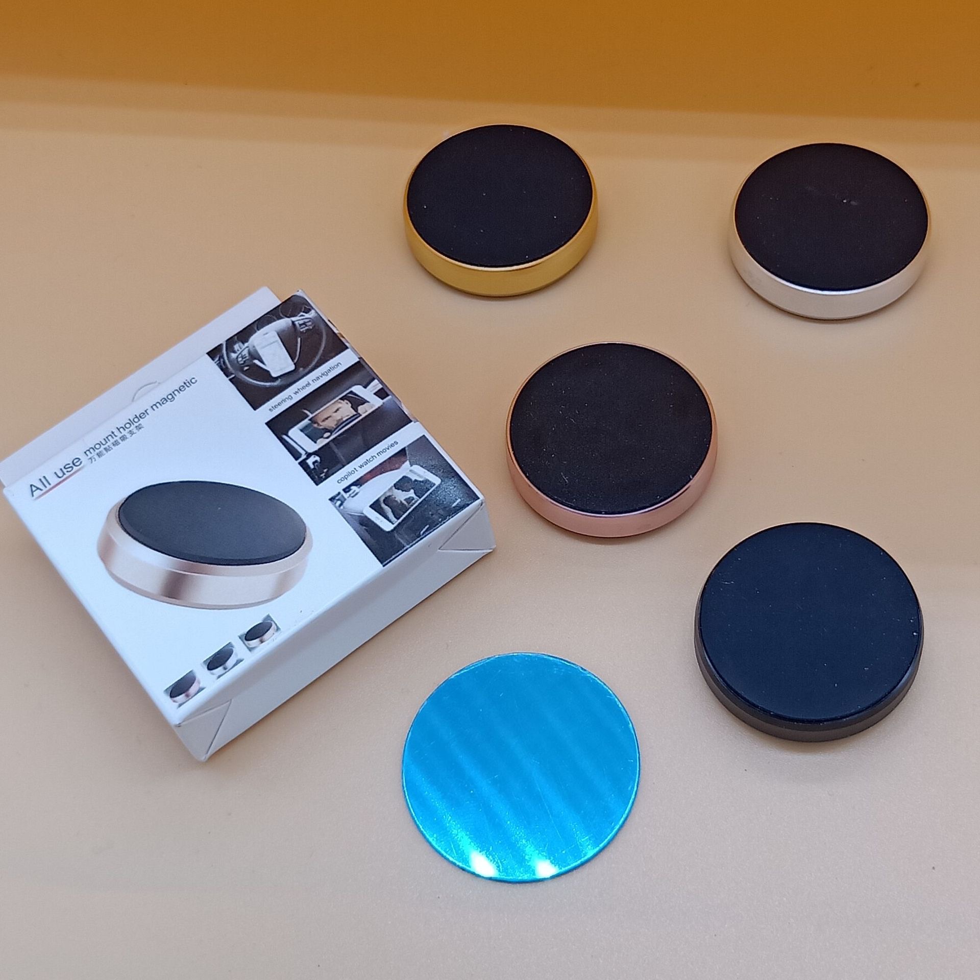 The Best-selling Aluminum Alloy Adhesive Round Mobile Phone Magnetic Stand Is Suitable For Car Air Outlets And In-car Navigation To Stick Freely photo 5