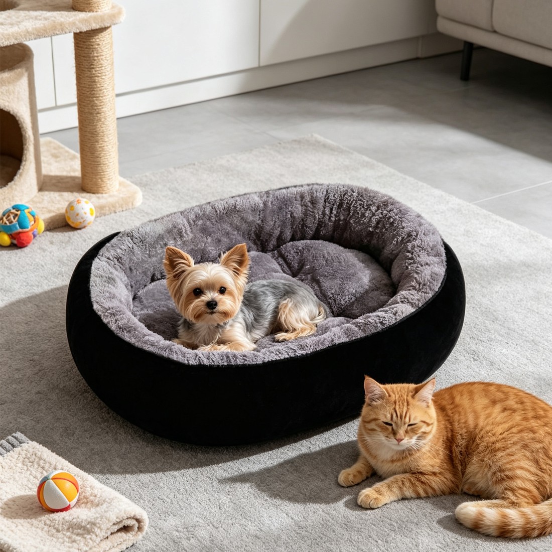 Dog Bed Cat Beds Soft Washable Fleece Puppy Cushion Warm Pet Basket Large Dog photo 3