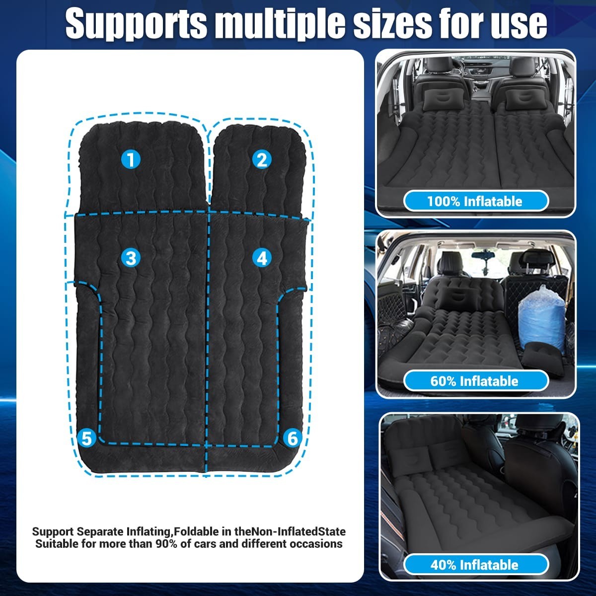 Car SUV Air Bed Sleep Travel Inflatable Mattress Seat Cushion Mat Camping W Pump photo 2